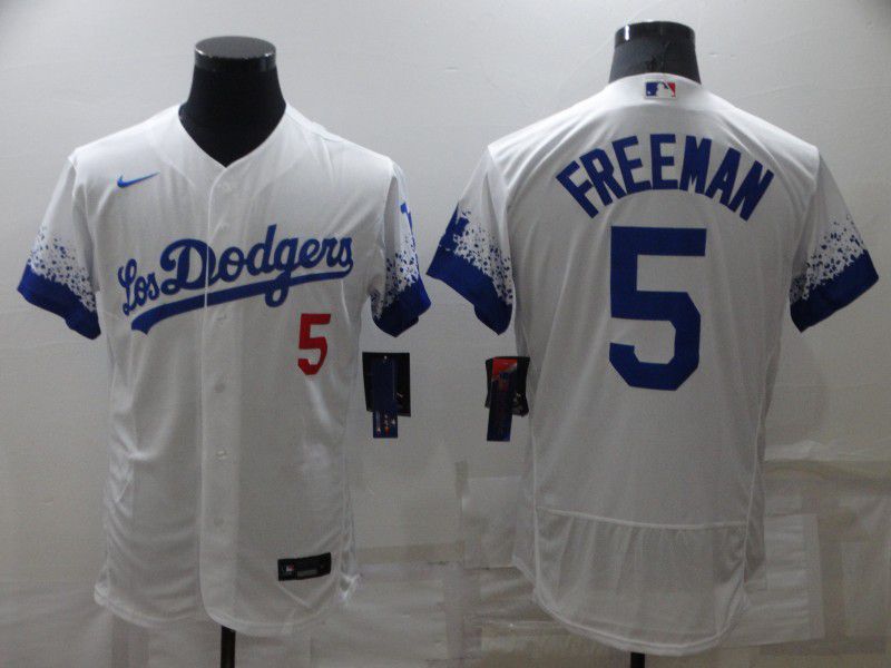 Men Los Angeles Dodgers 5 Freddie Freeman White City Edition Elite Nike 2022 MLB Jersey